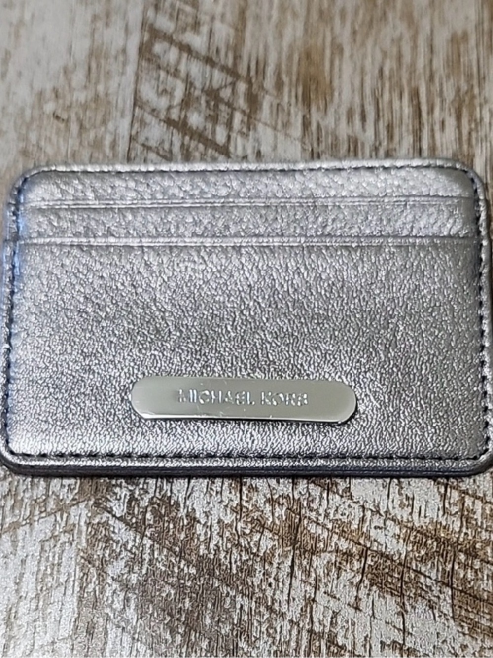 Michael Kors Metallic Silver Card Case